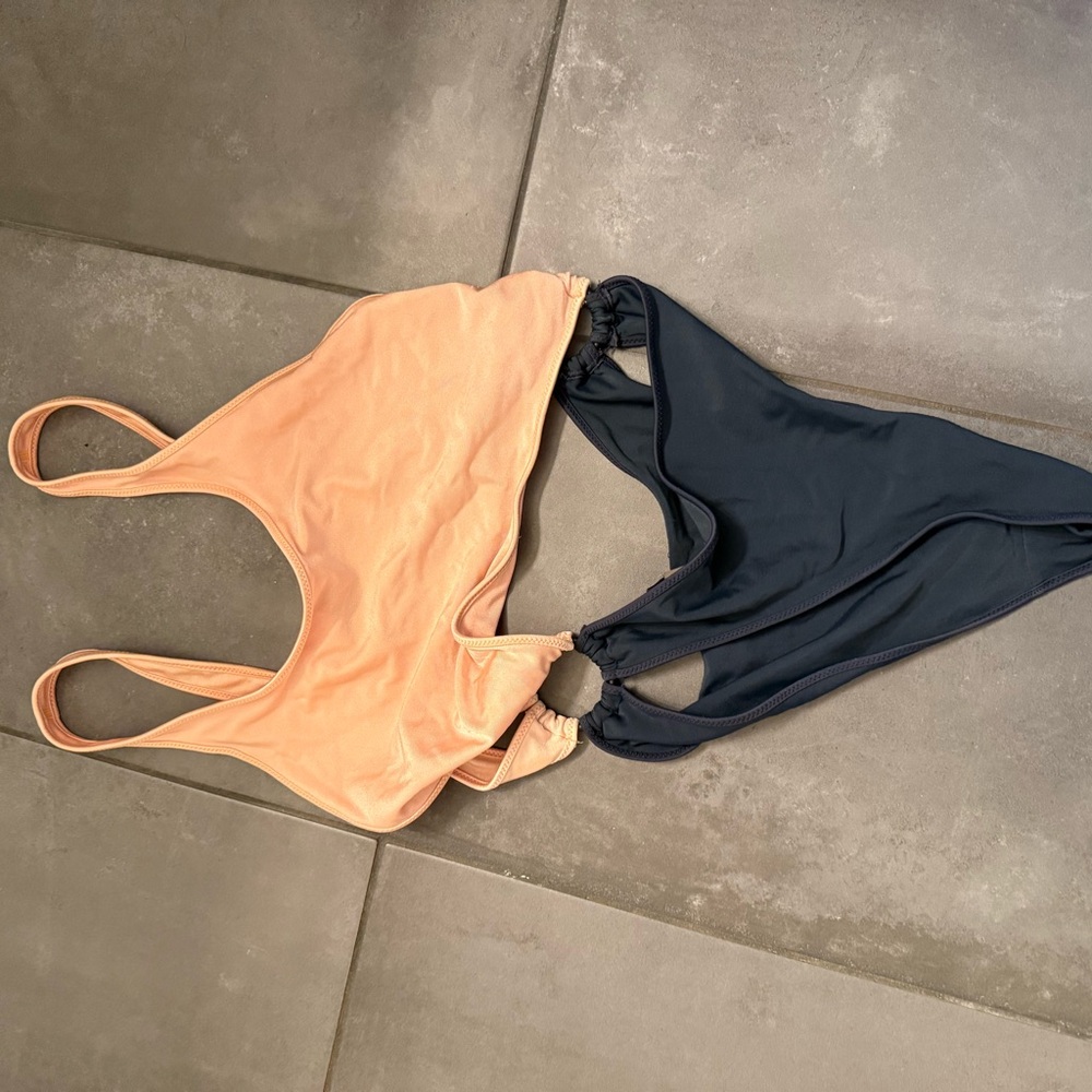 triangl swimwear Peach and Navy One-Piece Swimsuit